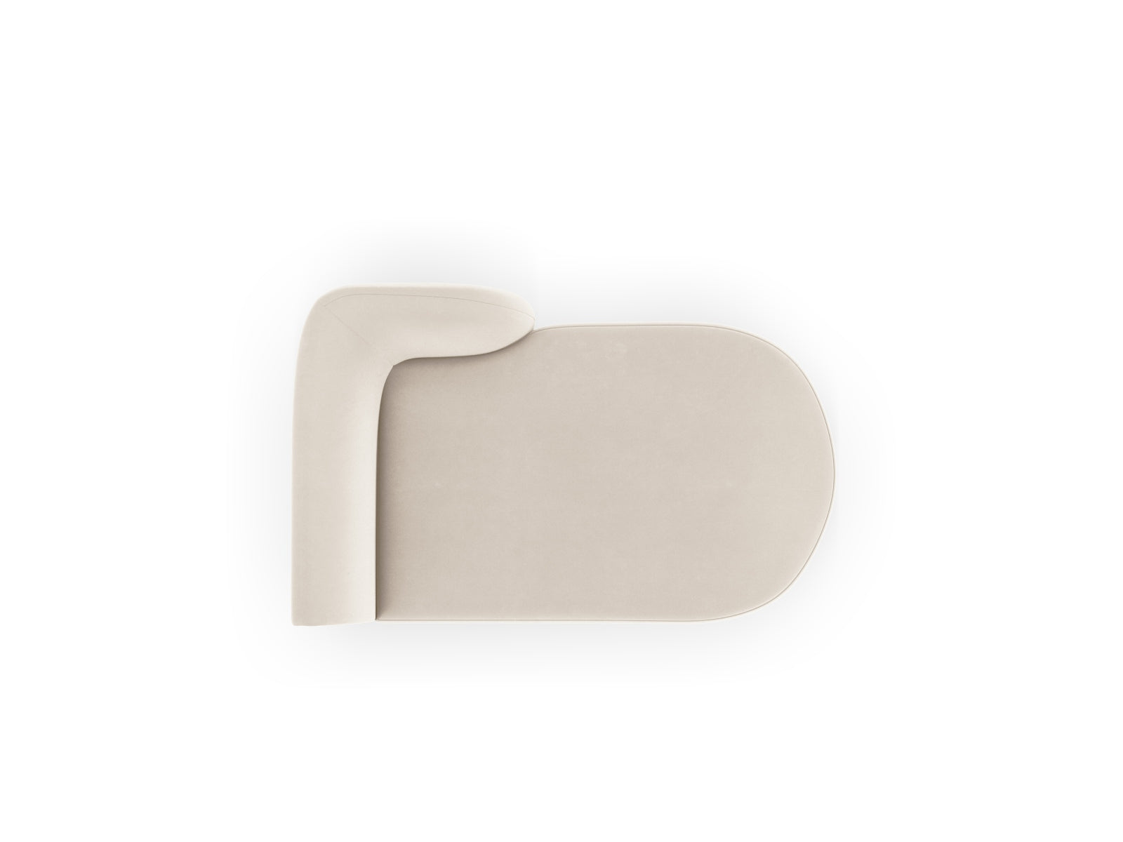 Stylisches Miley Velour Sofa Chaise Lounge rechts, 2-Sitzer in sanftem Beige, ideal für stilvolle und komfortable Wohnräume.