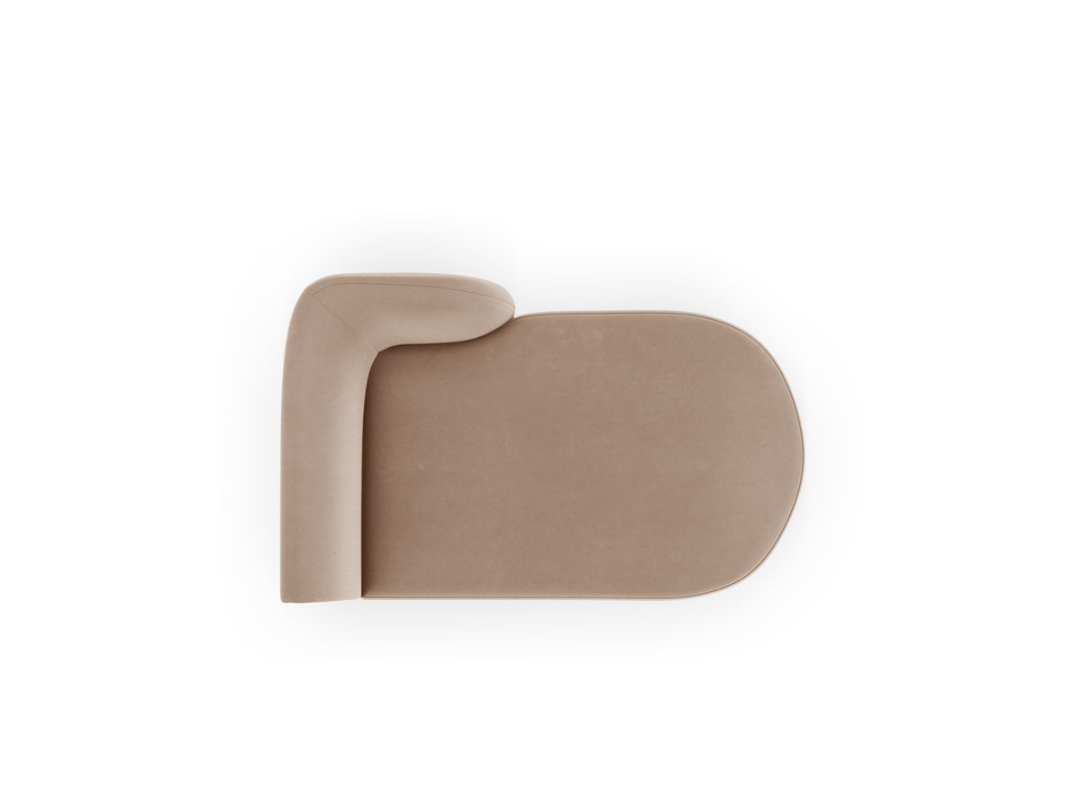 Miley Velour Sofa Chaise Lounge rechts 2 Sitzer in Cappuccino-Bluvel präsentiert im Onlineshop von KAQTU Design AG. L-Sofa rechts ist von Micadoni