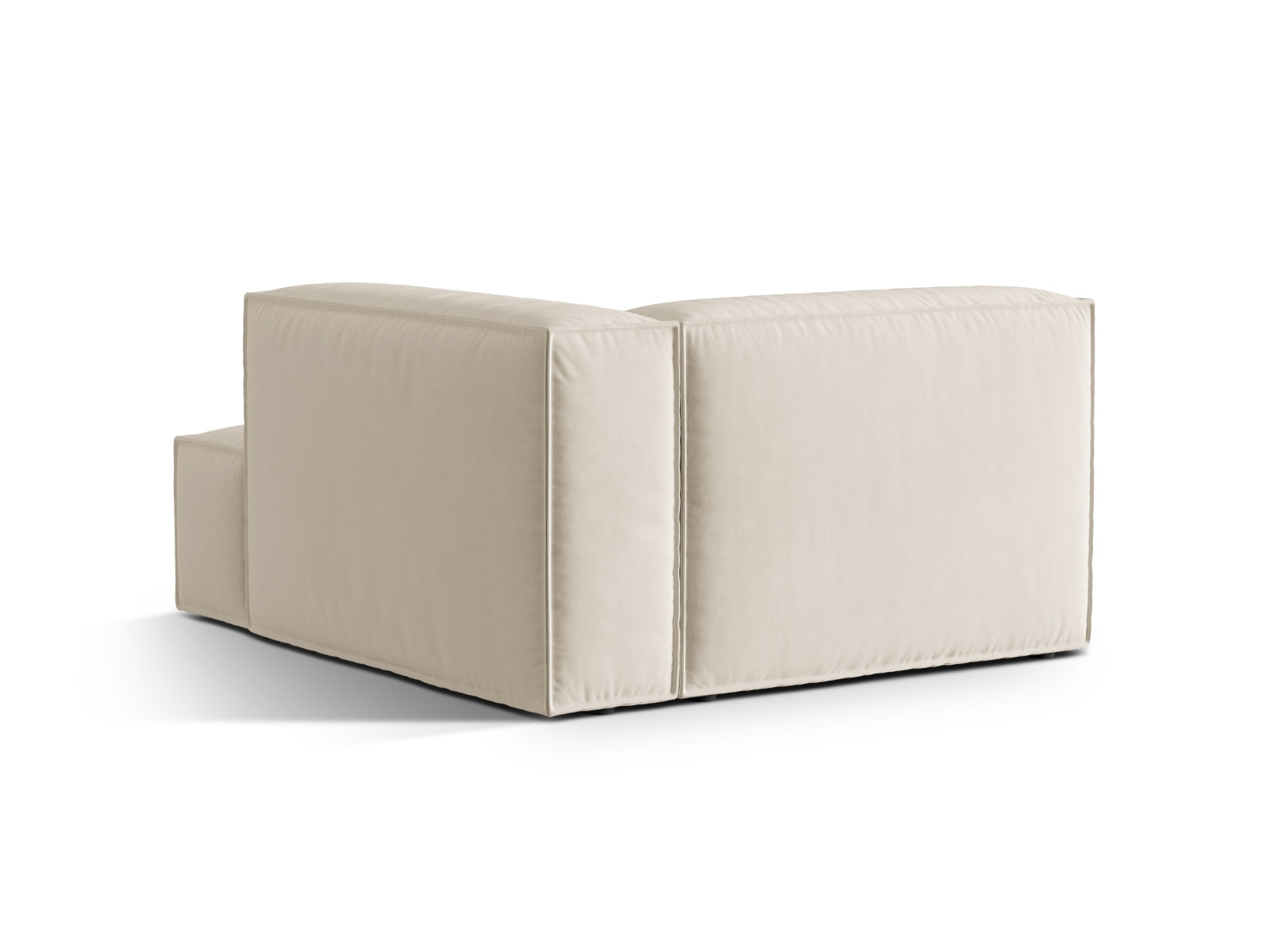 Beige Nuria Velour Chaise Longue von Micadoni, ein stilvoller 1-Sitzer für moderne Wohnkonzepte und individuelle Raumgestaltung.