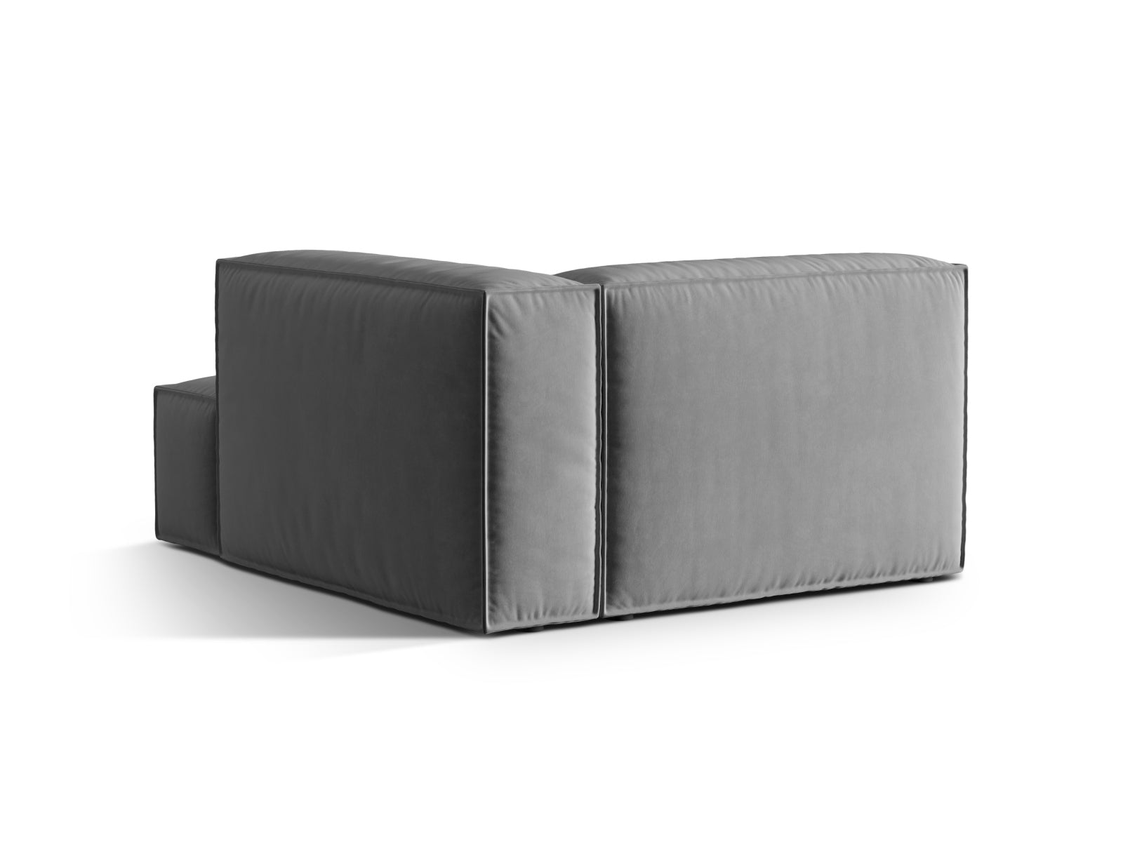 Moderne Nuria Velour Chaise Longue in ansprechendem Grau, vielseitig einsetzbar und ideal für kreative Raumgestaltungen.