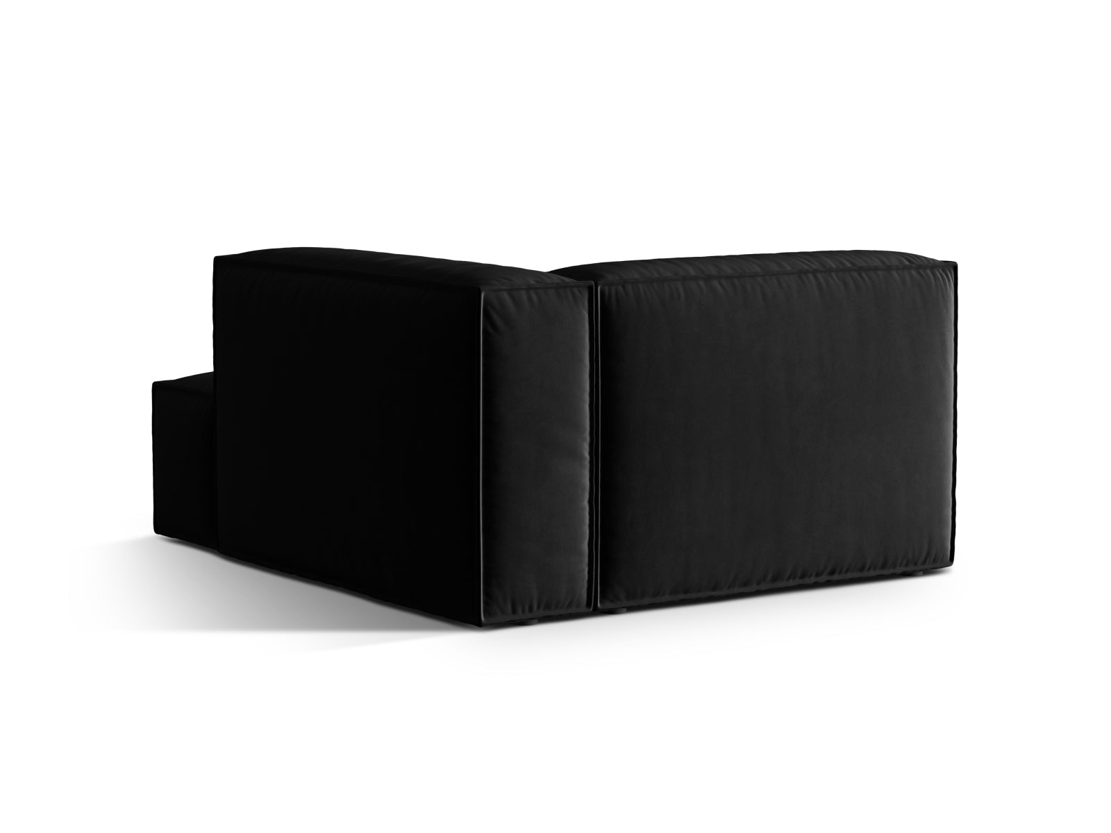 Schwarze Nuria Velour Chaise Longue von Micadoni, ein eleganter 1-Sitzer für moderne Wohnkonzepte und individuelle Raumgestaltung.
