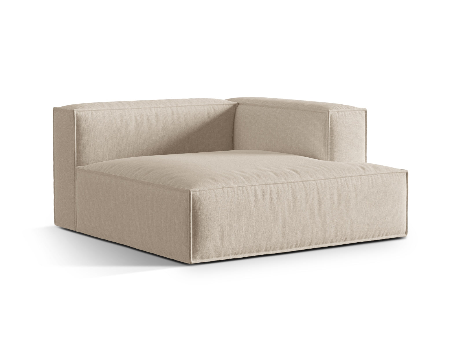 Elegante 1-Sitzer Chaise Longue Rechts Nuria in sanftem Beige, ideal für stilvolle Wohnräume und vielseitige Sofa-Kombinationen.