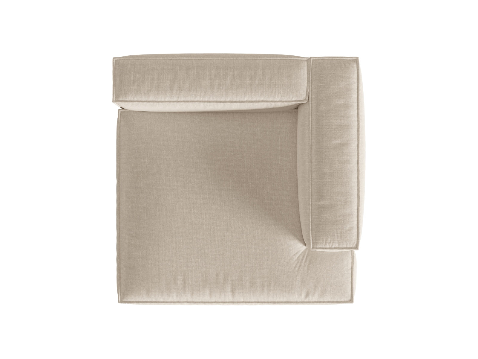 Moderne rechte Chaise Longue Nuria in zartem Beige, perfekt für gemütliche Ecken und stilvolle Einrichtungsideen.