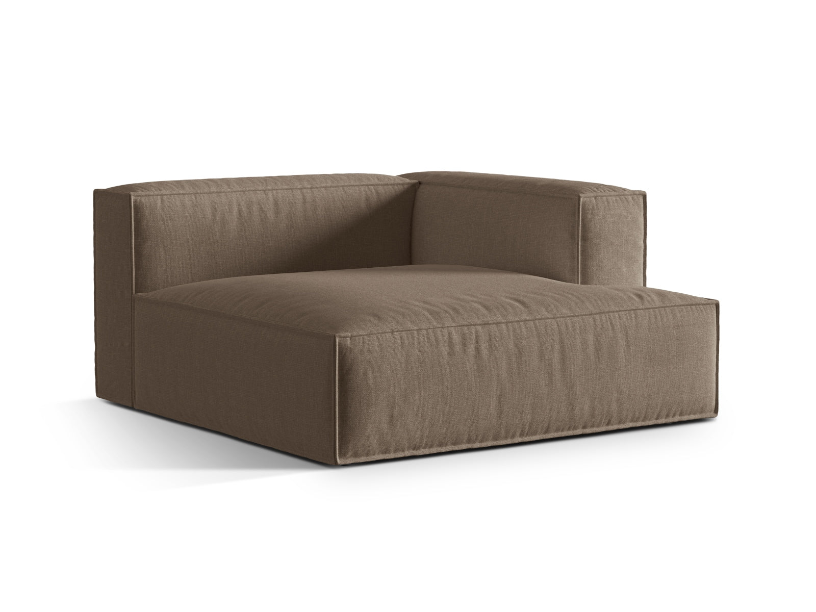 Elegante 1-Sitzer Chaise Longue Rechts Nuria in stilvollem Cappuccino-Liberty, ideal für moderne Wohnräume und vielseitige Sofa-Kombinationen.