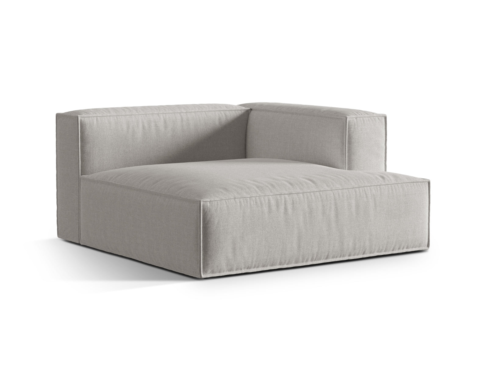 Elegante 1-Sitzer Chaise Longue Rechts Nuria in hellem Grau, ideal für stilvolle Wohnräume und vielseitige Sofa-Kombinationen.