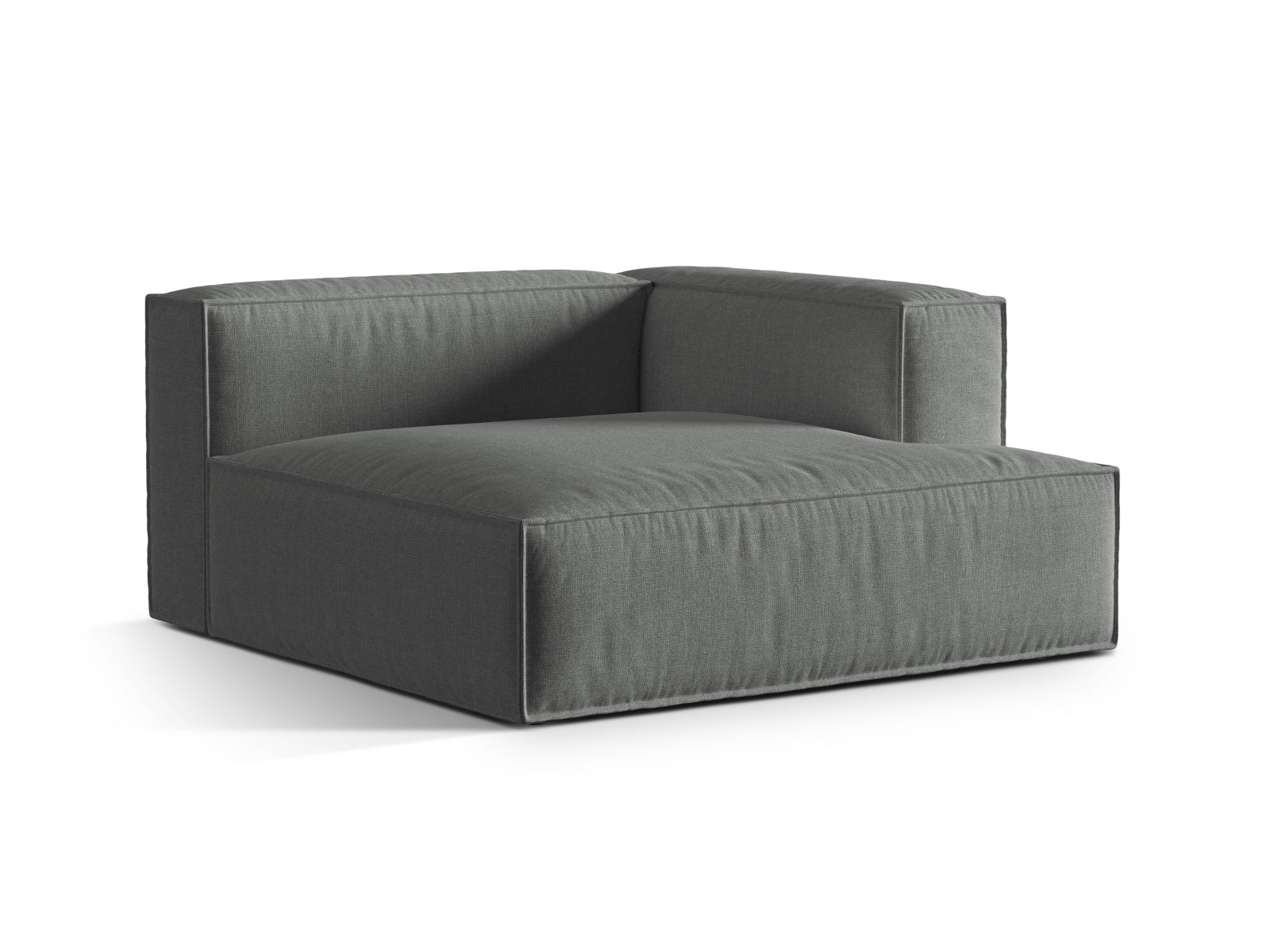 Elegante 1-Sitzer Chaise Longue Rechts Nuria in stilvollem Grau, ideal für moderne Wohnräume und vielseitige Sofa-Kombinationen.