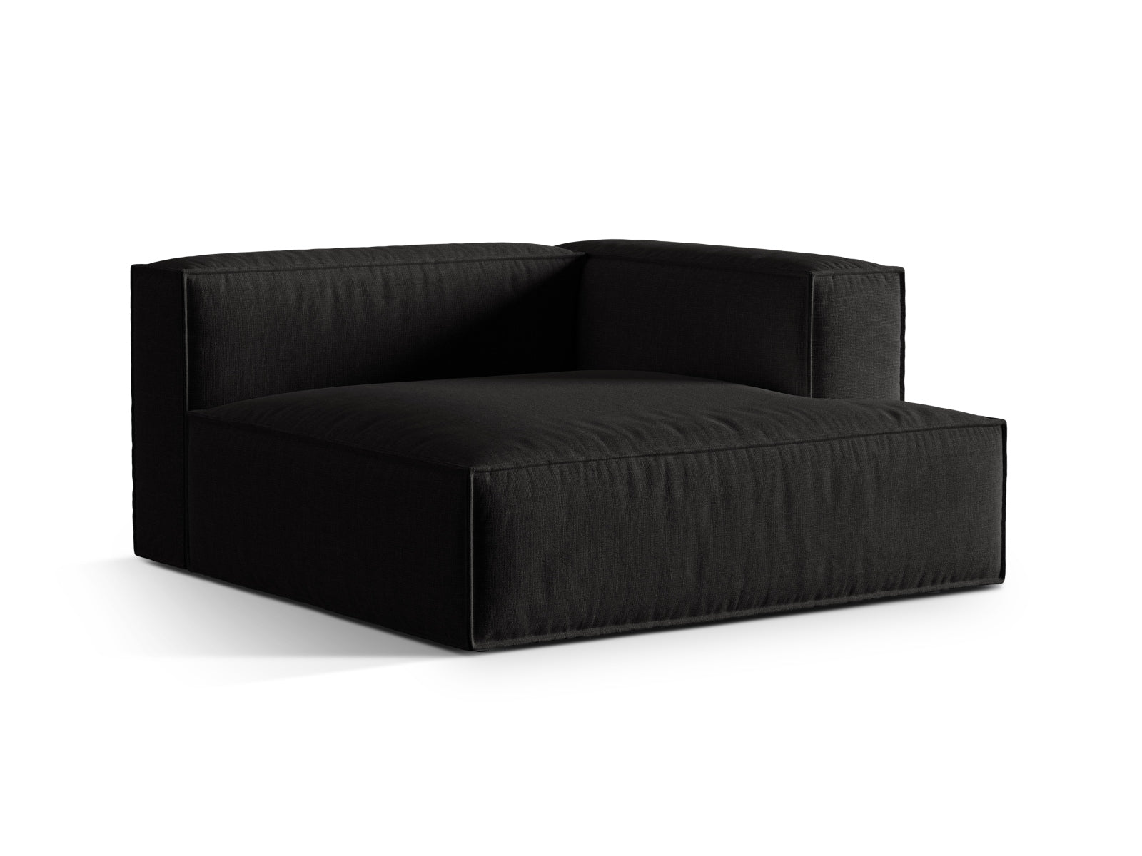 Elegante 1-Sitzer Chaise Longue Rechts Nuria in stilvollem Schwarz, ideal für moderne Wohnräume und vielseitige Sofa-Kombinationen.