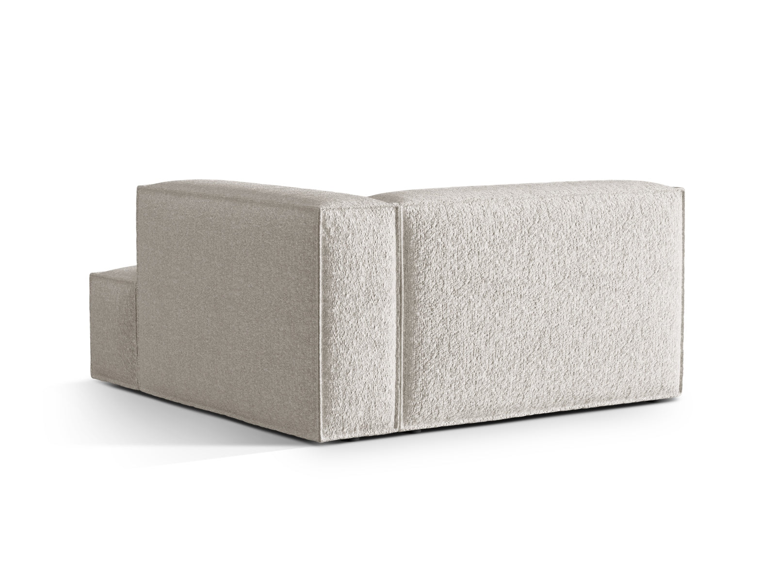 Stilvolle Nuria Boucle Chaise Longue rechts 1 Sitzer in sanften Grau-Beige Tönen, perfekt für moderne Interiors und gemütliche Auszeiten.