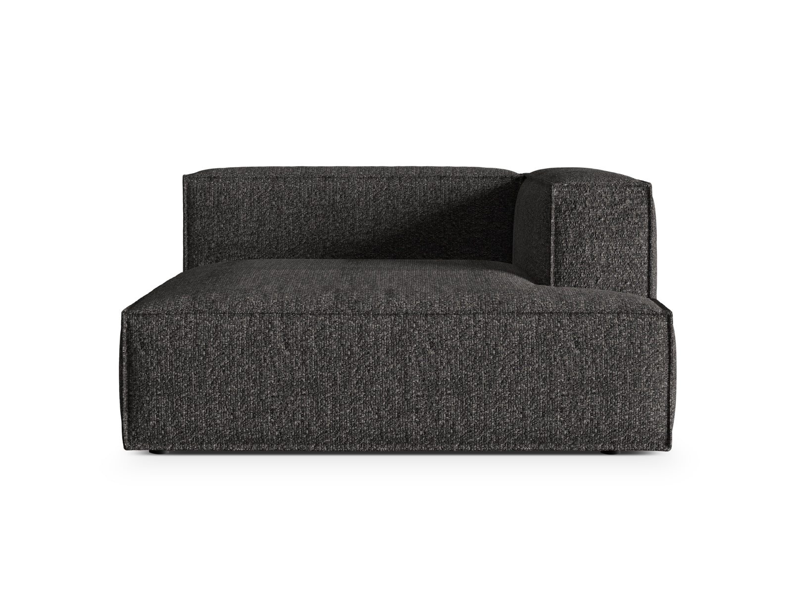 Moderne Nuria Boucle Chaise Longue rechts 1 Sitzer in edlem Anthrazit, perfekt für gemütliche Ecken und stilvolle Einrichtung.