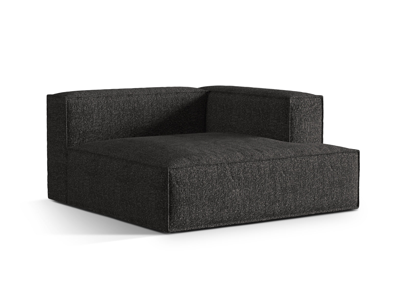 Elegante Nuria Boucle Chaise Longue rechts 1 Sitzer in zeitlosem Anthrazit, ideal für stilvolle Wohnräume und entspannte Momente.