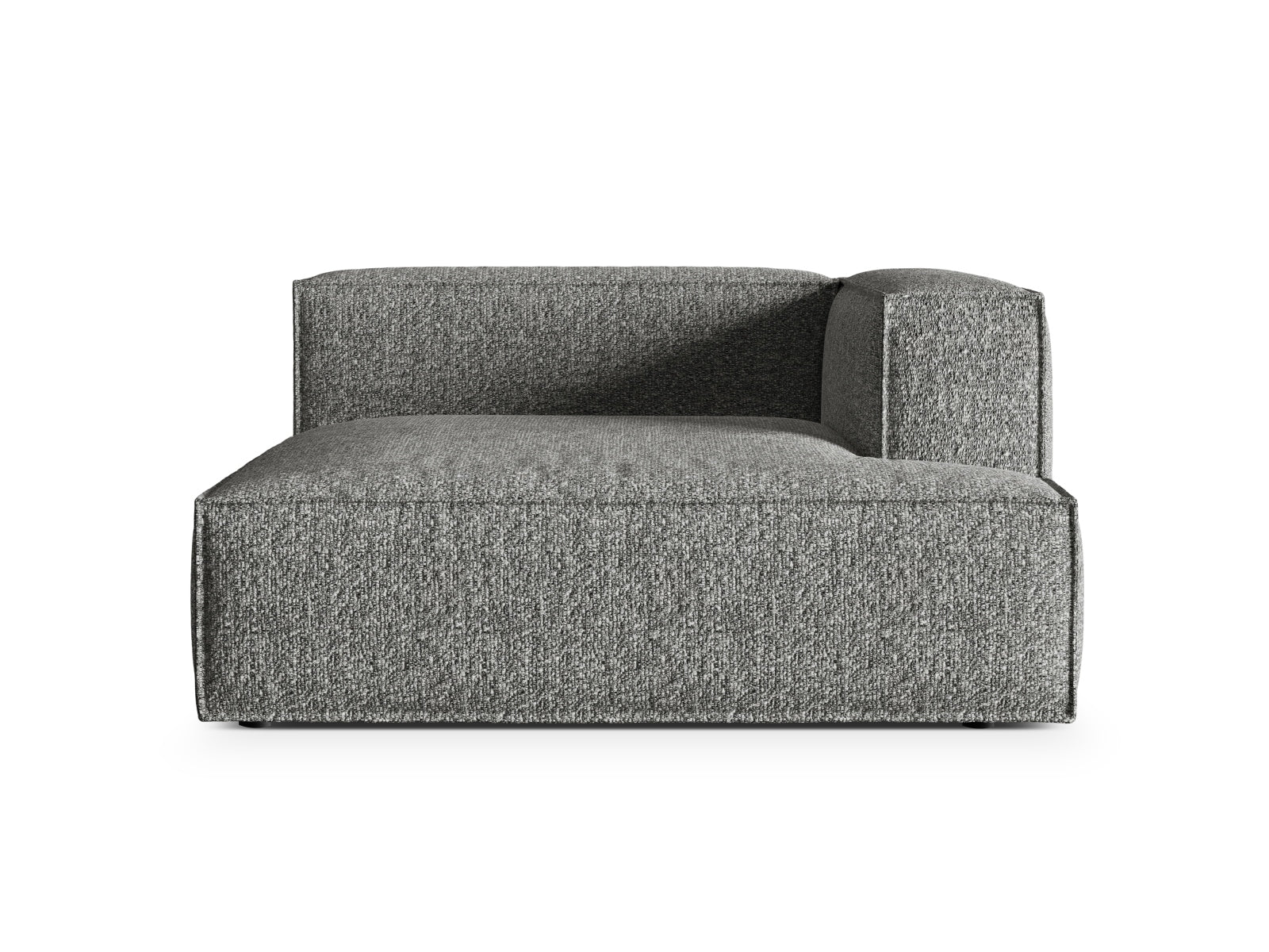 Moderne Nuria Boucle Chaise Longue in Graphit, perfekt für entspannte Momente und flexible Raumgestaltungen.
