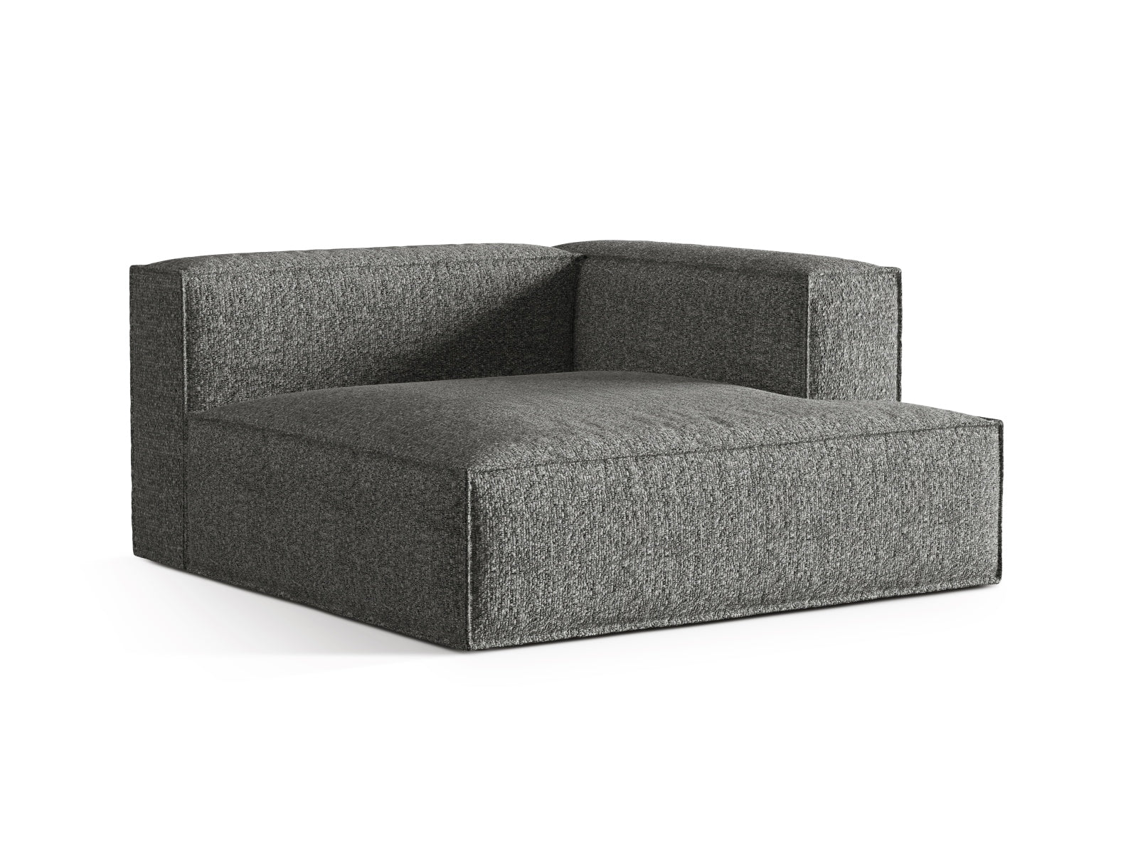 Elegante Nuria Boucle Chaise Longue in stilvollem Graphit, ideal für gemütliche Stunden und individuelle Wohnkonzepte.