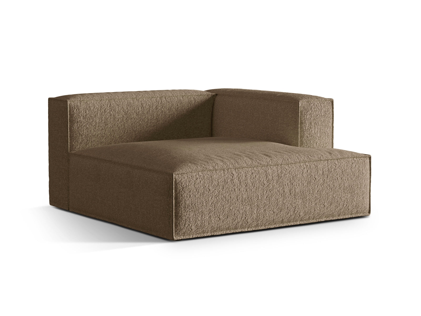 Elegante Nuria Boucle Chaise Longue rechts, 1 Sitzer in warmem Cappuccino, ideal für moderne, flexible Wohnkonzepte.