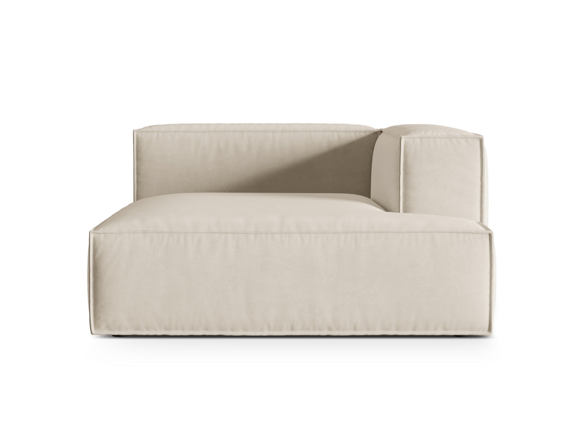 Nuria Velour Chaise Longue rechts 1 Sitzer in Beige-Paris präsentiert im Onlineshop von KAQTU Design AG. Modulares Sofa ist von Micadoni