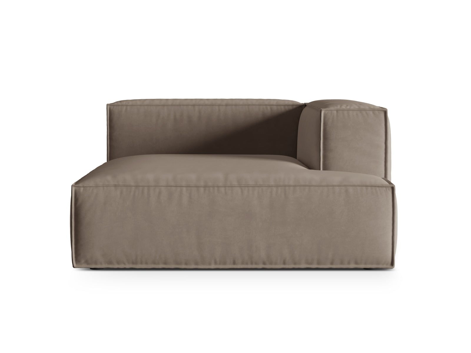 Elegante Nuria Velour Chaise Longue in stilvollem Grau, perfekt für moderne Wohnkonzepte und entspannende Momente. Hochwertige Verarbeitung von Micadoni.