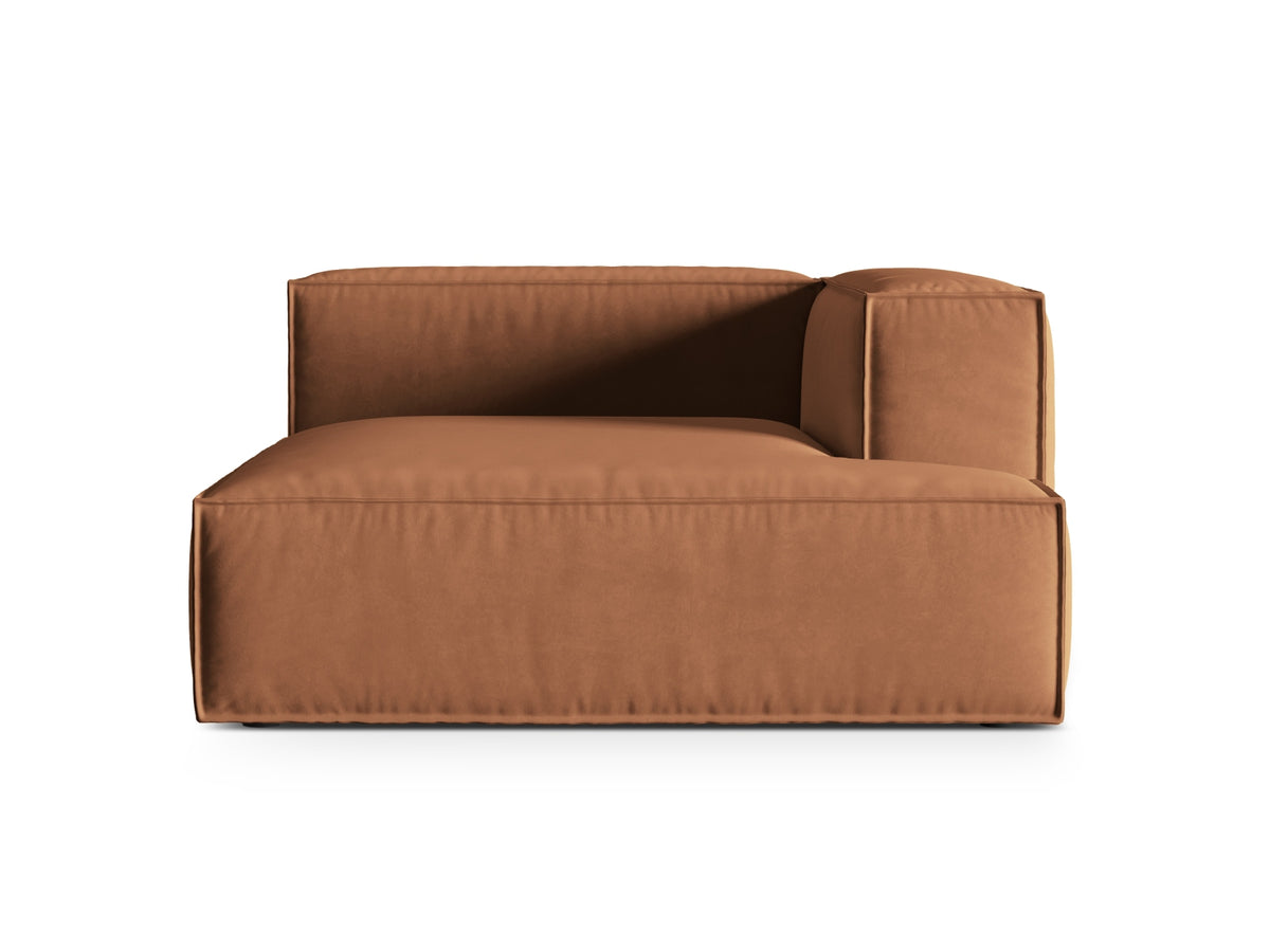 Nuria Velour Chaise Longue rechts 1 Sitzer in Honey-Paris präsentiert im Onlineshop von KAQTU Design AG. Modulares Sofa ist von Micadoni