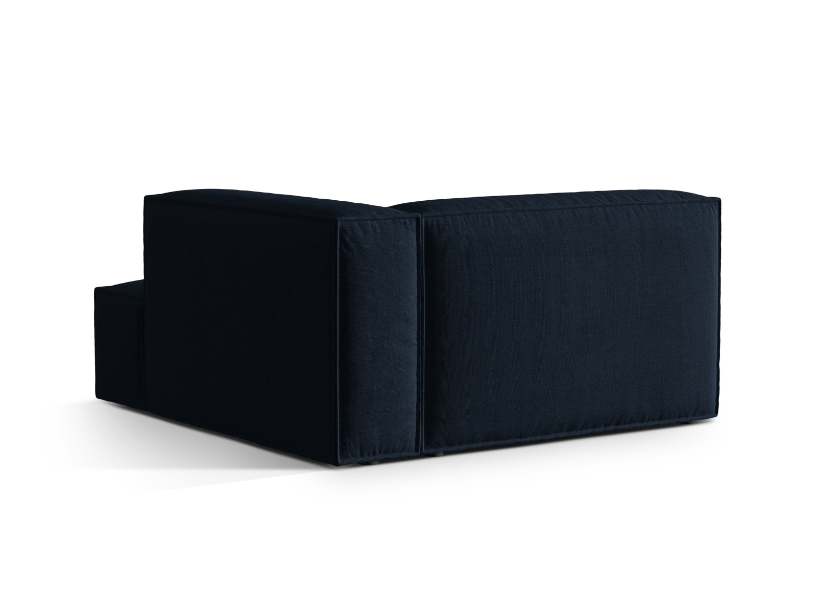 Elegante Nuria Velour Chaise Longue in tiefem Blau, perfekt für stilvolle Wohnräume. Modulares Sofa von Micadoni für individuelle Gestaltung.