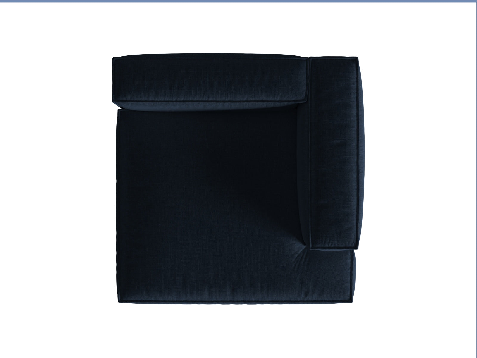 Moderne Nuria Velour Chaise Longue in edlem Blau, ideal für gemütliche Ecken. Flexibles, modulares Sofa von Micadoni für kreatives Wohnen.