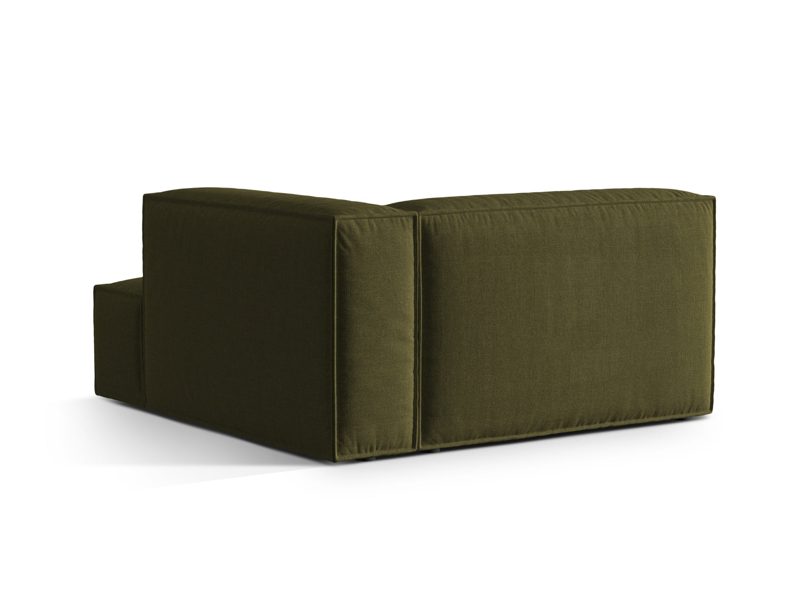 Elegante Nuria Velour Chaise Longue in edlem Moosgrün, ideal für stilvolle Wohnräume und gemütliche Entspannungsecken.