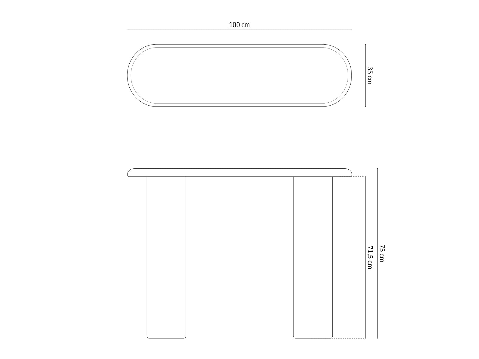 Konsolentisch Bufi, 100x35x75 in präsentiert im Onlineshop von KAQTU Design AG. Konsolentisch ist von Micadoni