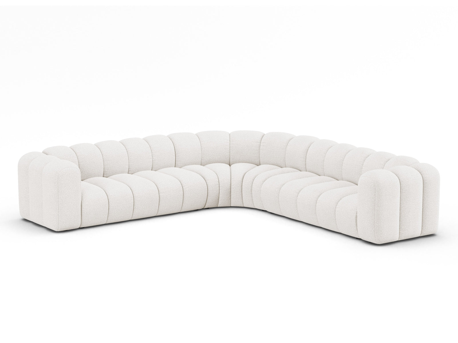 Elegantes, modulares Ecksofa für 6 Personen in stilvollem Weiß, ideal für moderne Wohnräume, präsentiert von Micadoni.