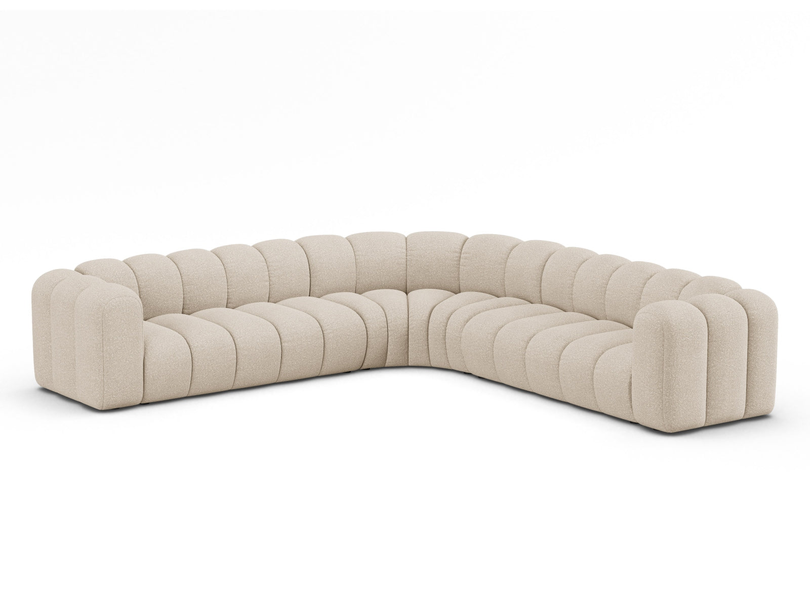 Beige Lupine Ecksofa von Micadoni, modulares Design für 6 Personen, stilvoll und komfortabel, ideal für moderne Wohnräume.