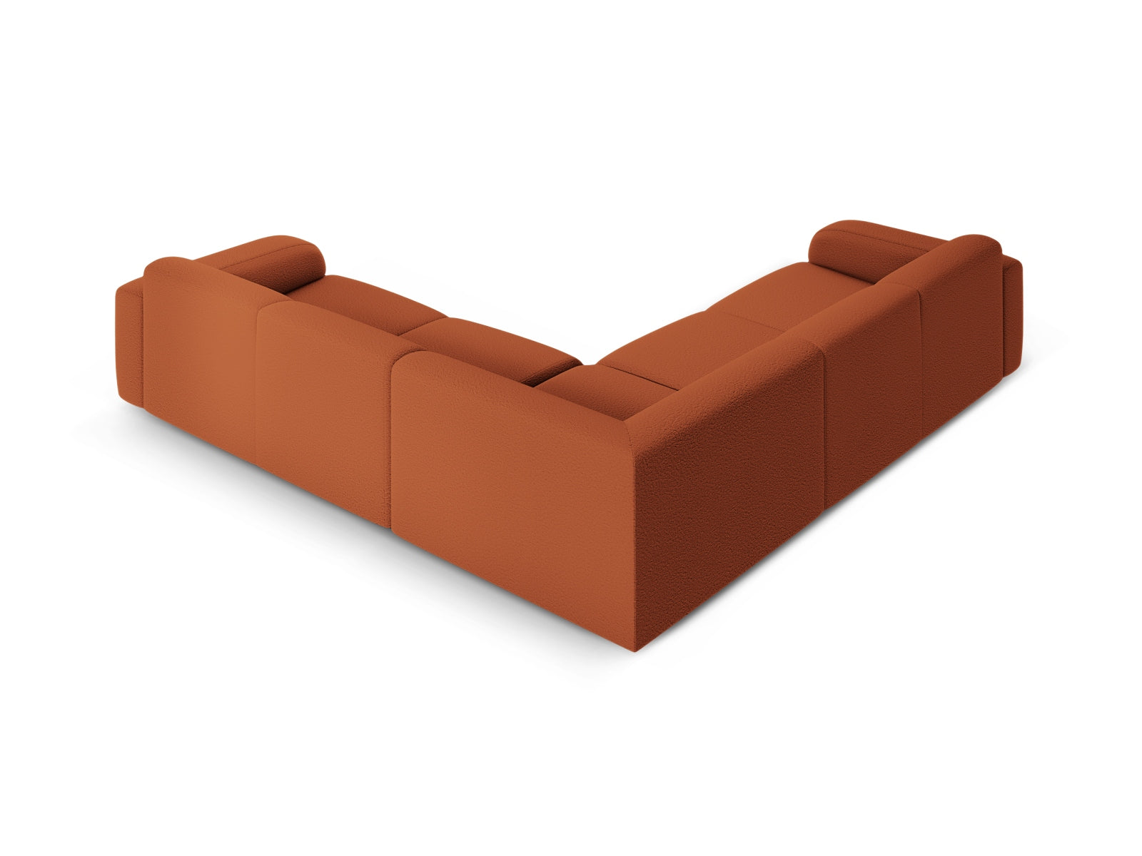 Modernes Molino Symmetrical Ecksofa in warmem Terracotta, perfekt für gemütliche Wohnzimmer. 5-Sitzer von Micadoni für stilvolle Entspannung.