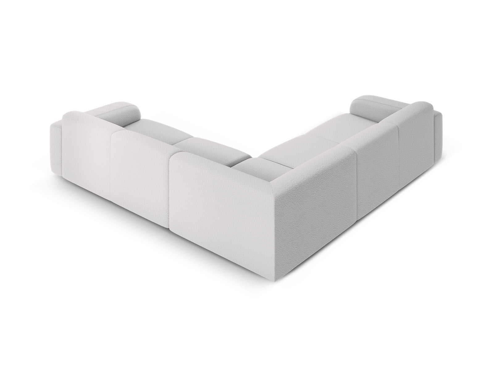Modernes 5-Sitzer Ecksofa Molino Symmetrical in sanftem Grau, perfekt für gemütliche und stilvolle Wohnzimmergestaltung.