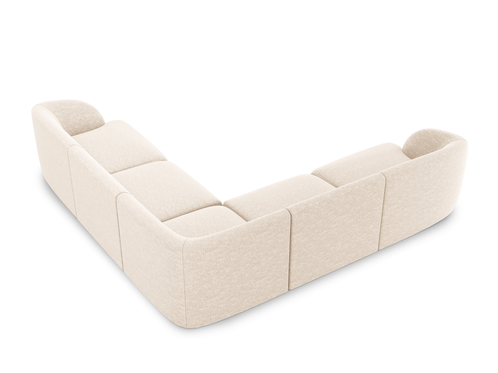 Elegantes Miley Symmetrical Ecksofa in hellem Beige, ideal für stilvolle Wohnräume. Komfortables 5-Sitzer Design von Micadoni.