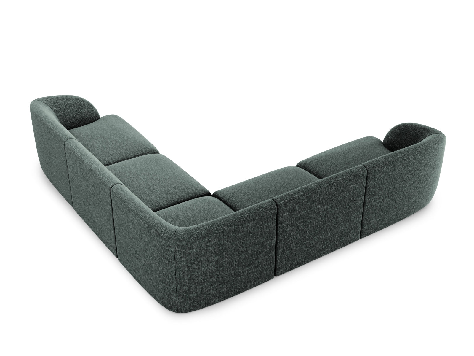 Elegantes Miley Symmetrical Ecksofa in Petrol-Haga, ideal für stilvolle Wohnräume. Komfortables 5-Sitzer Design von Micadoni.