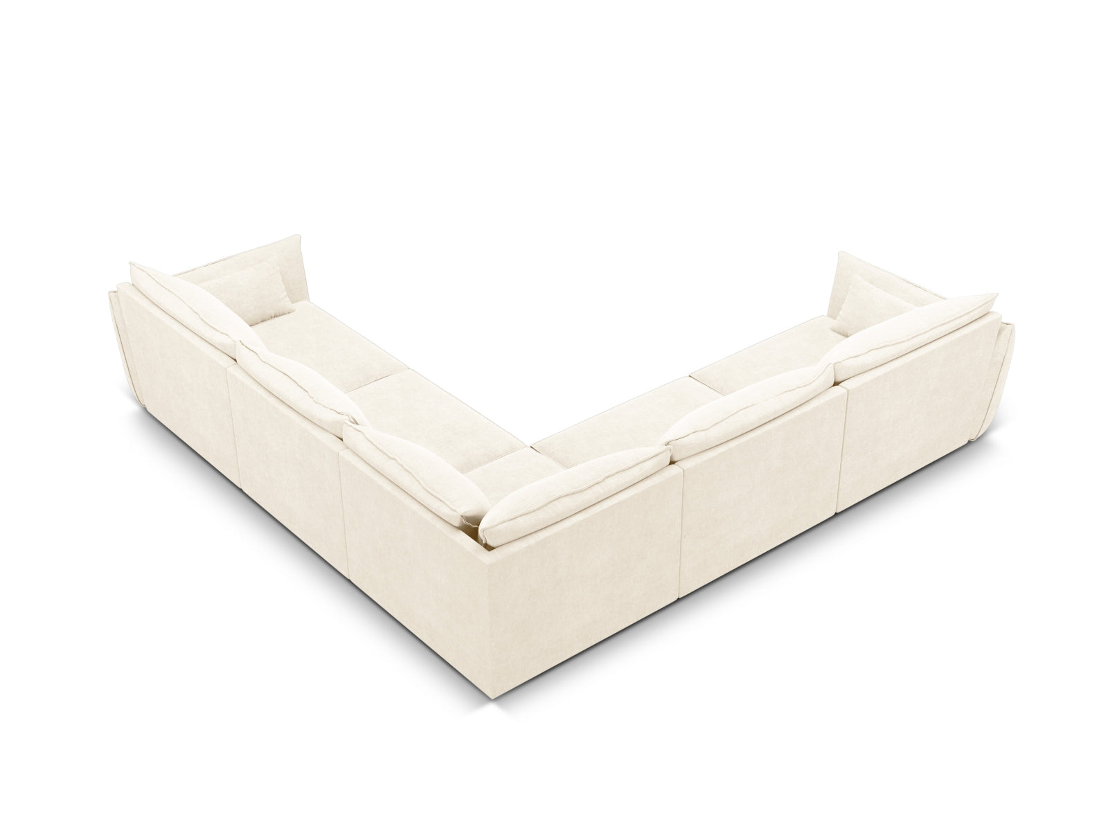 Modernes Kaelle Symmetrical Ecksofa für 7 Personen in sanftem Beige, perfekt für gemütliche und stilvolle Wohnzimmergestaltung.