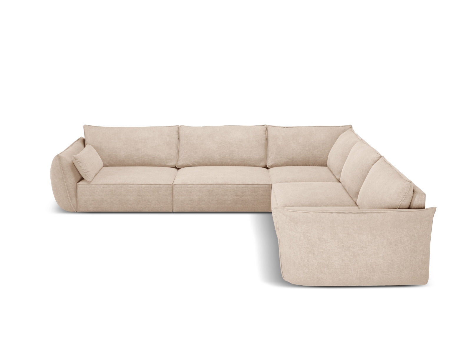 Beige Kaelle Symmetrical Ecksofa 7 Sitzer von Micadoni, stilvolles Design für modernen Wohnraum, bequem und elegant.