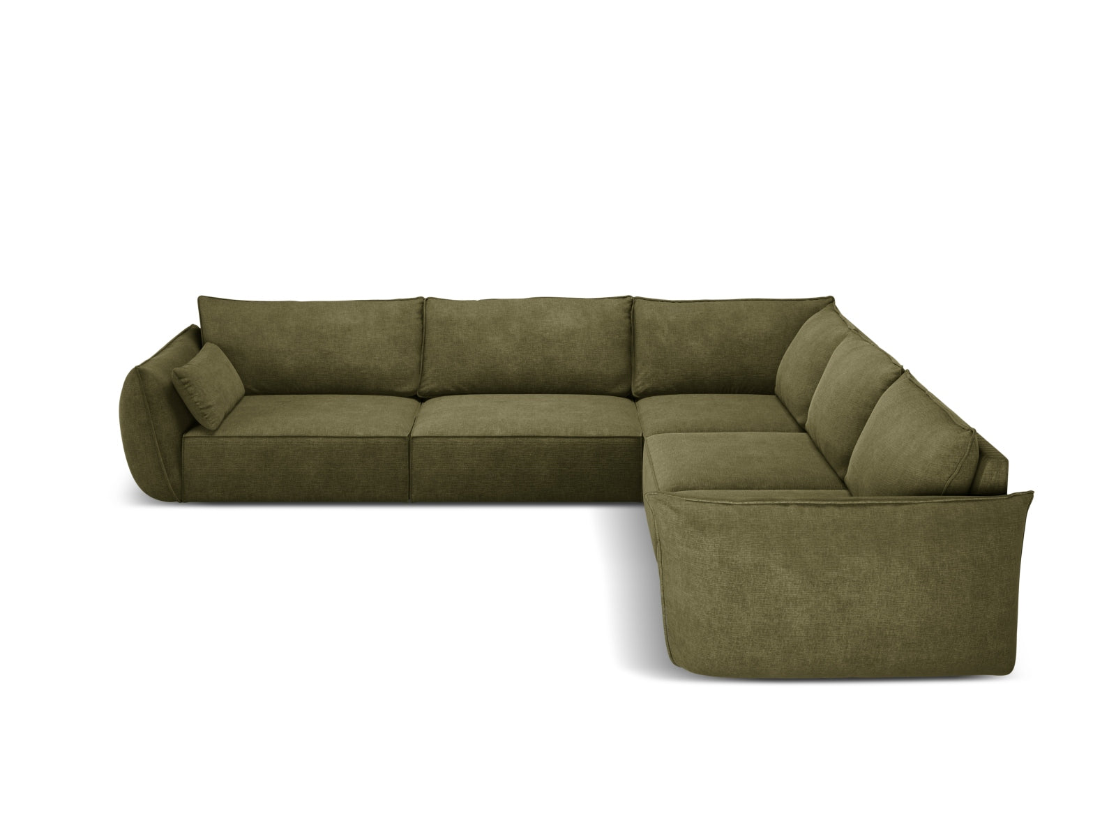 Elegantes Kaelle Symmetrical Ecksofa für 7 Personen in stilvollem Grün, ideal für moderne Wohnräume, von Micadoni.