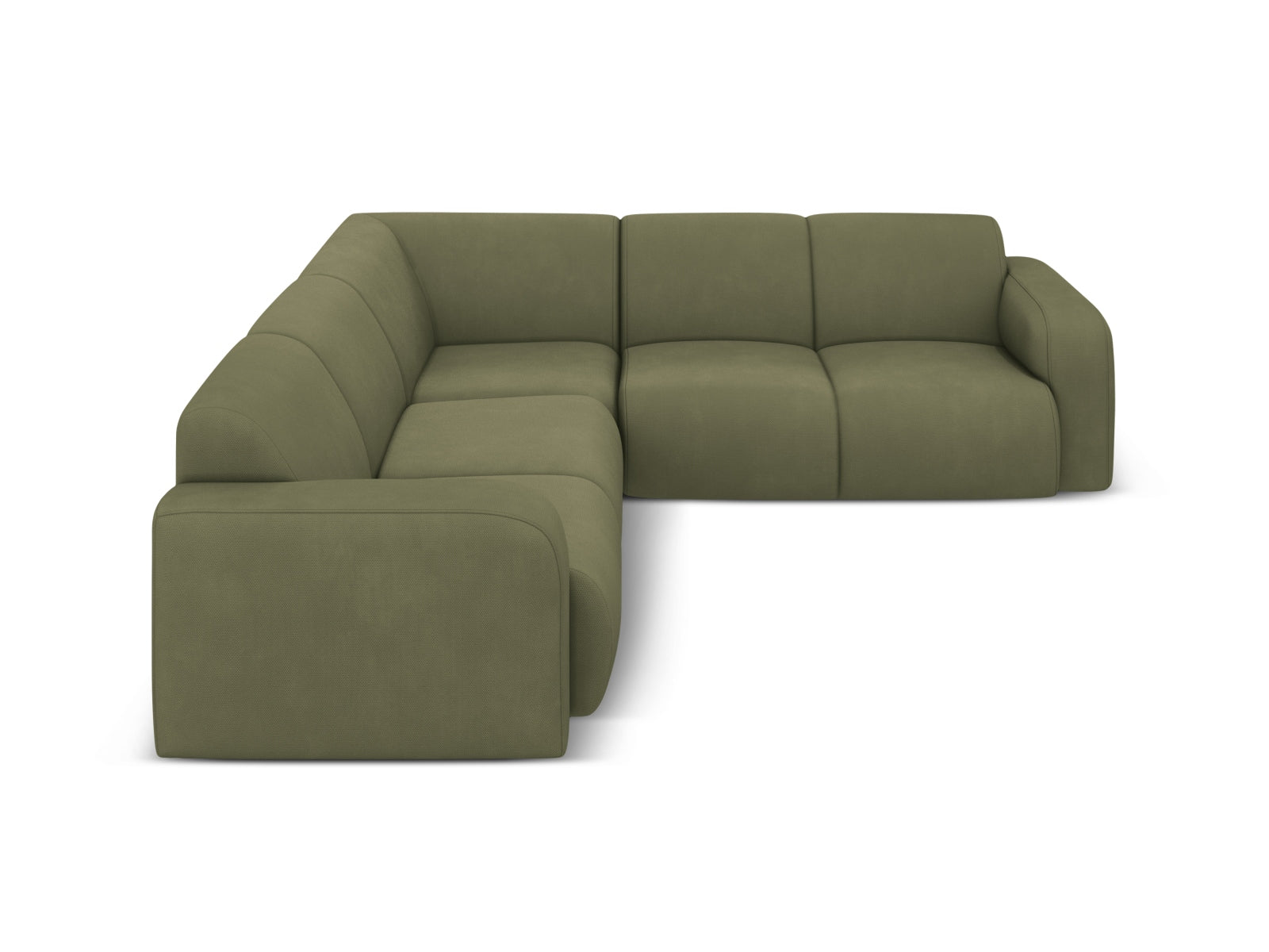 Elegantes Molino Symmetrical Ecksofa in sanftem Lichtgrün, ideal für stilvolle Wohnräume. 5-Sitzer von Micadoni.
