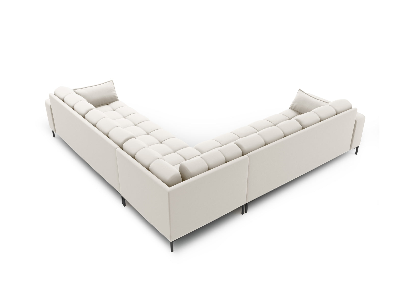 Stylisches Mamaia Ecksofa für 6 Personen in harmonischem Beige und edlem Schwarz, perfekt für zeitgemäße Wohnkonzepte.