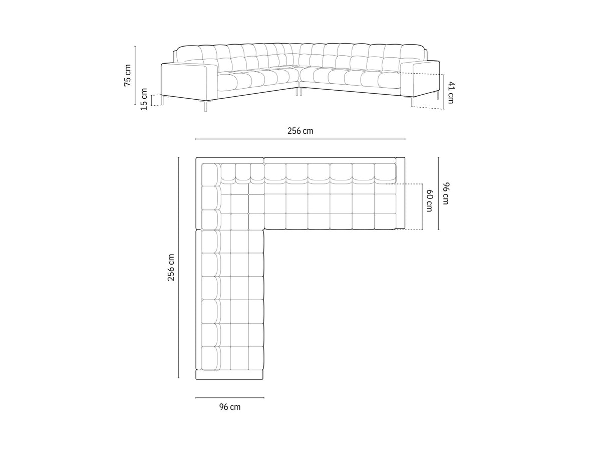Mamaia Symmetrical Ecksofa 6 Sitzer in Brick/Schwarz-Neve präsentiert im Onlineshop von KAQTU Design AG. Ecksofa ist von Micadoni