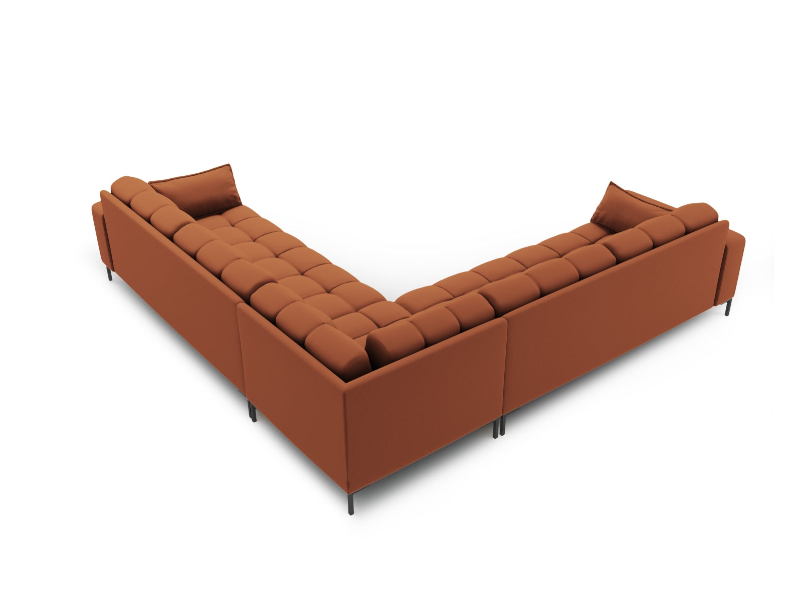 Stylisches Mamaia Ecksofa für 6 Personen in ansprechendem Brick und Schwarz, perfekt für zeitgemäße Wohnkonzepte.