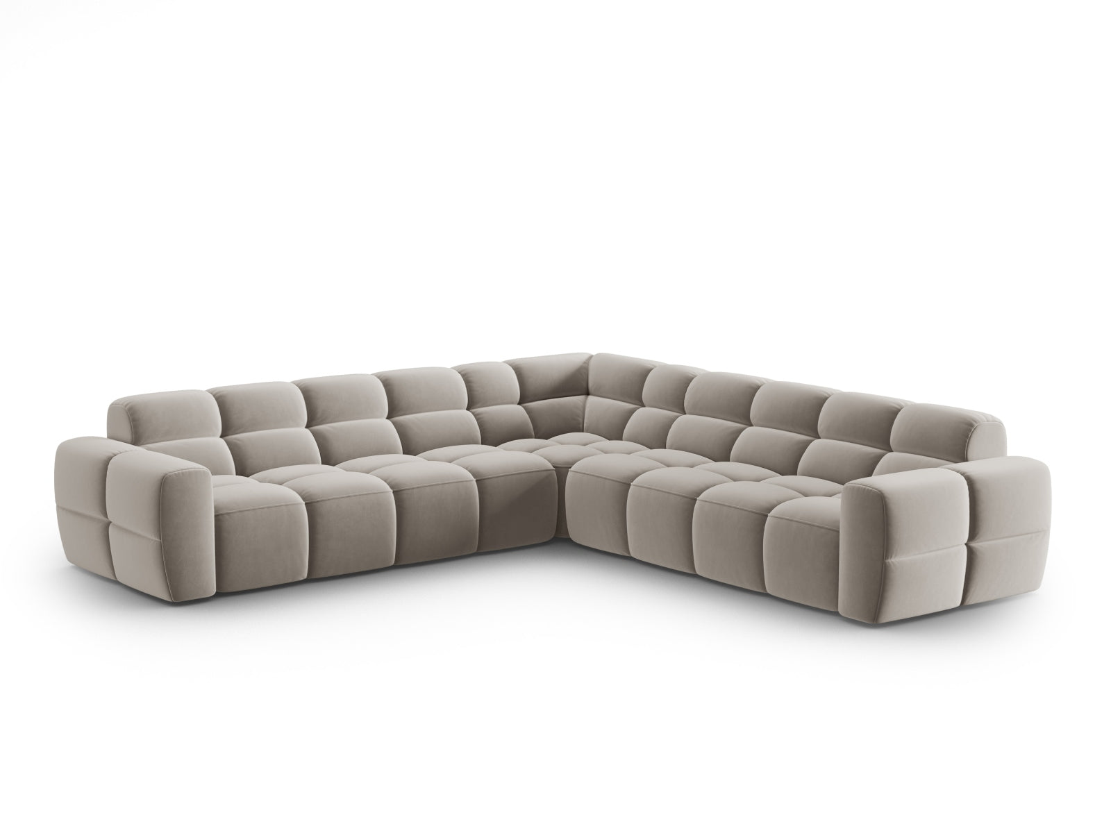 Lisa Velour Symmetrical Ecksofa 5 Sitzer in Light Beige präsentiert im Onlineshop von KAQTU Design AG. Ecksofa ist von Micadoni