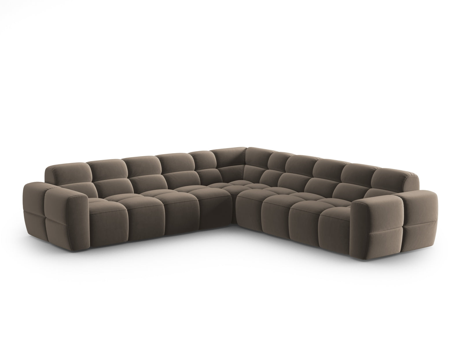 Lisa Velour Symmetrical Ecksofa 5 Sitzer in Light Brown präsentiert im Onlineshop von KAQTU Design AG. Ecksofa ist von Micadoni