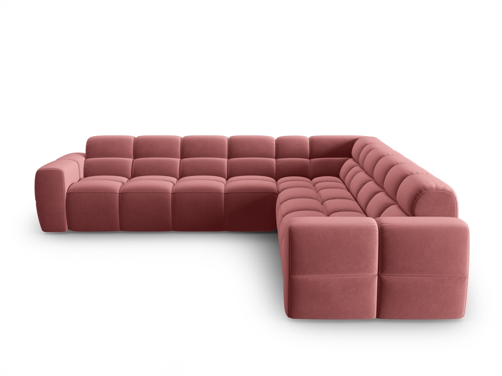 Erleben Sie das Lisa Velour Symmetrical Ecksofa 5 Sitzer von Micadoni – stilvolles Design, optimaler Sitzkomfort und vielseitige Anpassungsmöglichkeiten für Ihr Wohnzimmer.
