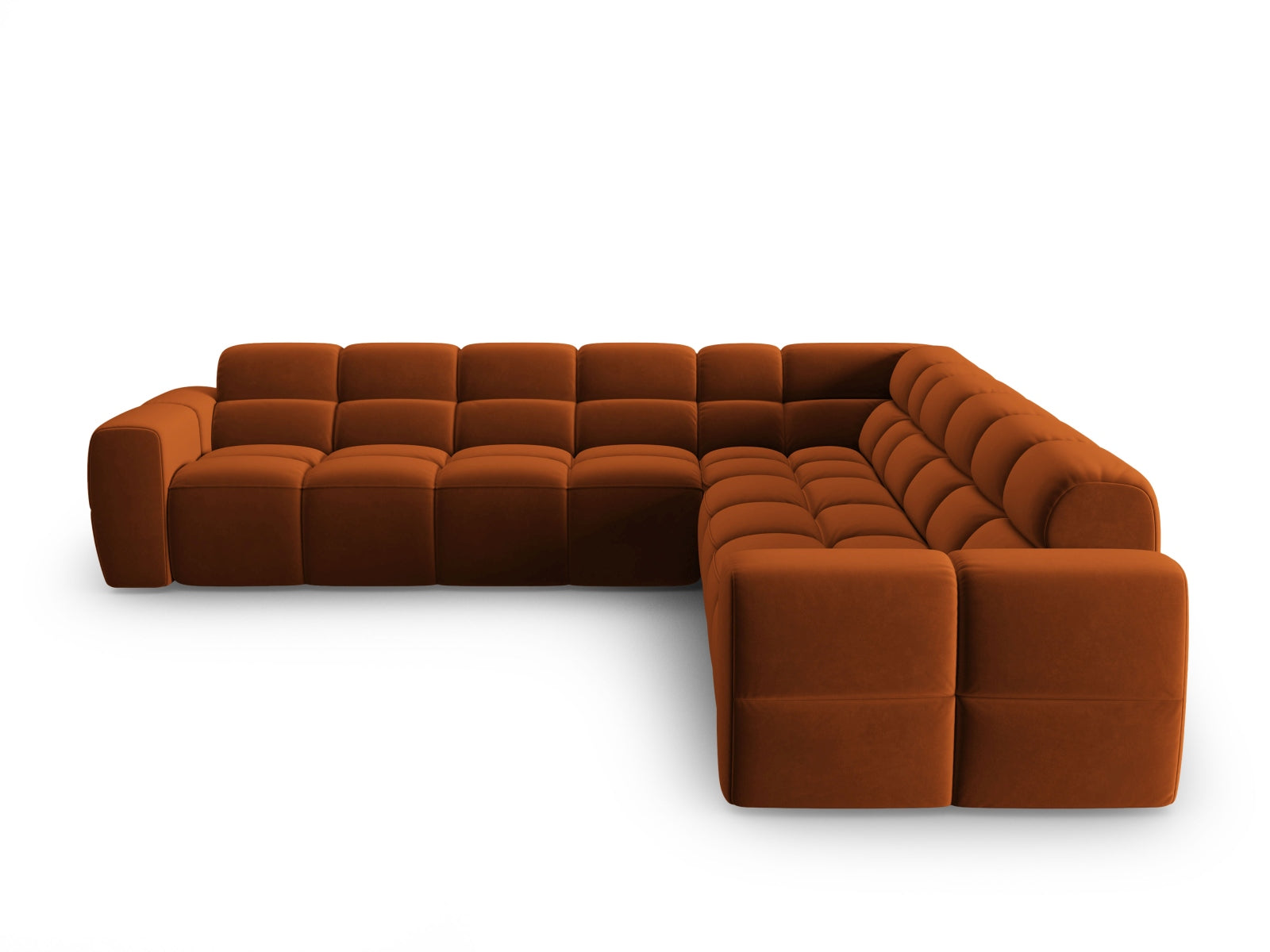 Erleben Sie das Lisa Velour Symmetrical Ecksofa 5 Sitzer von Micadoni – stilvolles Design, optimaler Sitzkomfort und vielseitige Anpassungsmöglichkeiten für Ihr Wohnzimmer.