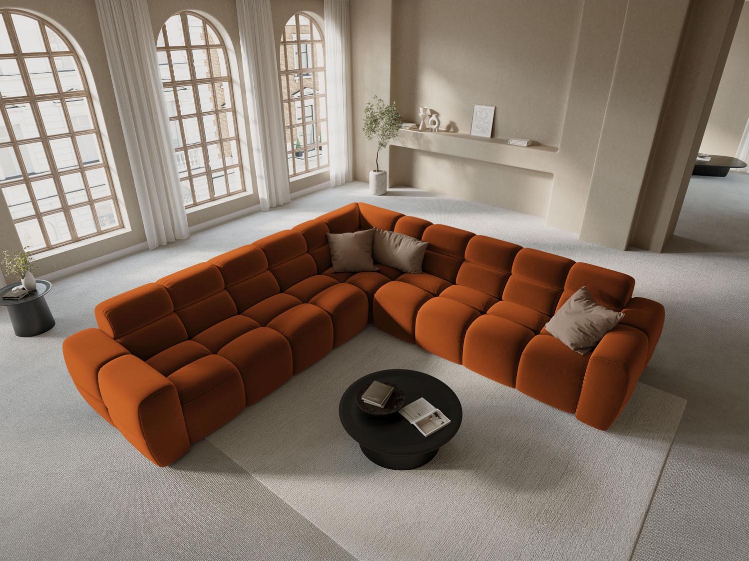 Entdecken Sie das Lisa Velour Symmetrical Ecksofa 5 Sitzer von Micadoni – elegantes Design, hervorragender Komfort und flexible Gestaltung für Ihr Zuhause.
