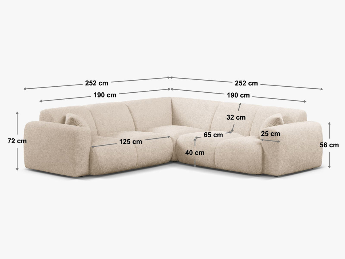 Molino Velour Symmetrical Ecksofa 5 Sitzer in Grey-Casino präsentiert im Onlineshop von KAQTU Design AG. Ecksofa ist von Micadoni