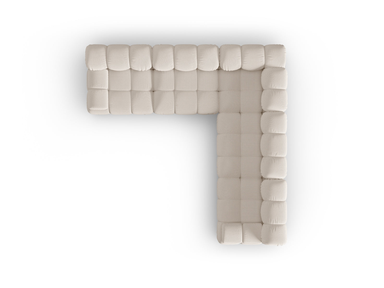 Elegantes Bellis Ecksofa in hellem Beige, großzügiger 5-Sitzer mit 282 cm, ideal für stilvolle und einladende Wohnräume von Micadoni.