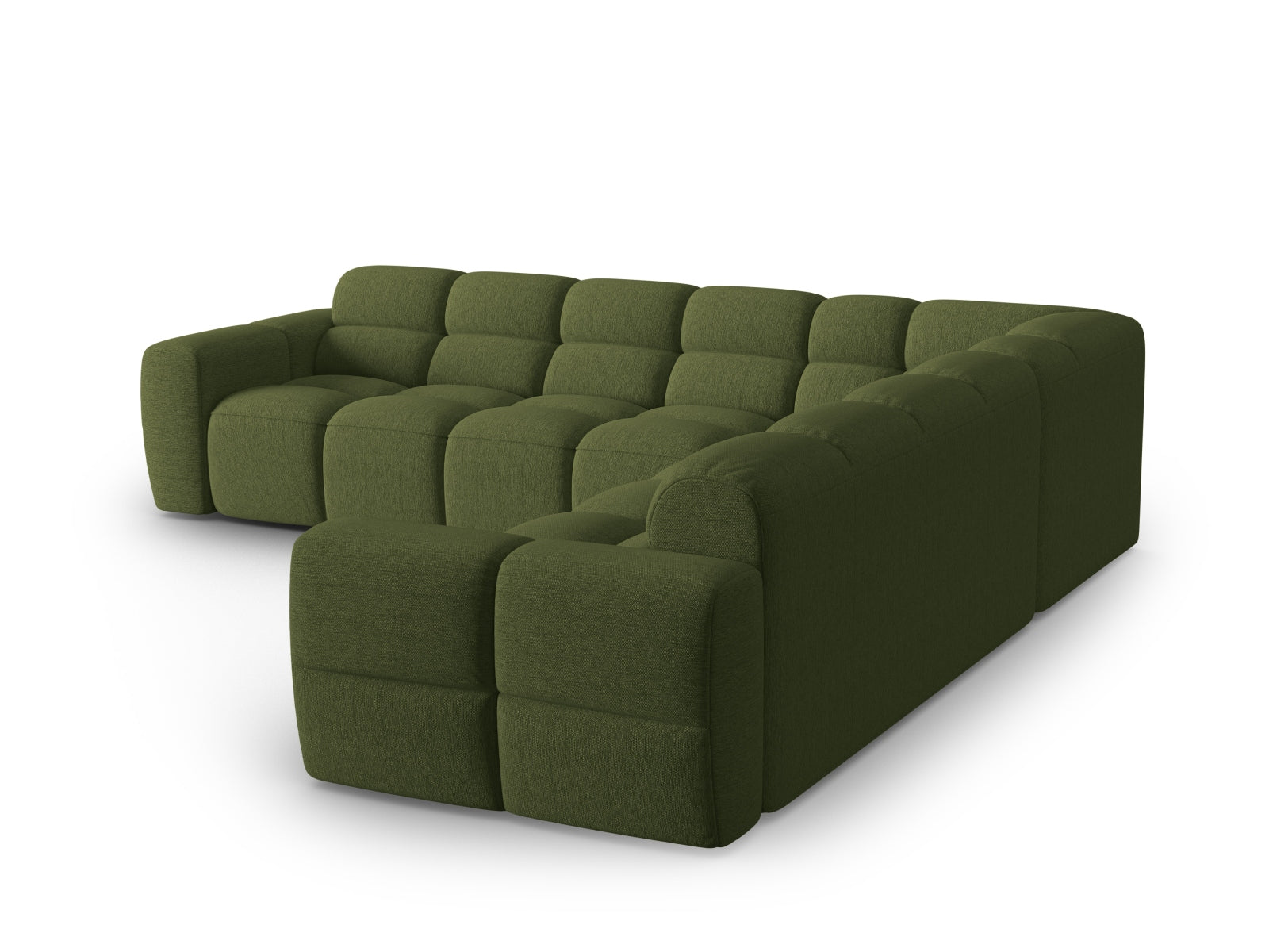 Erleben Sie das stilvolle Lisa Symmetrical Ecksofa von Micadoni. Dieses 5-Sitzer Velours-Sofa vereint modernen Komfort mit eleganter Ästhetik.
