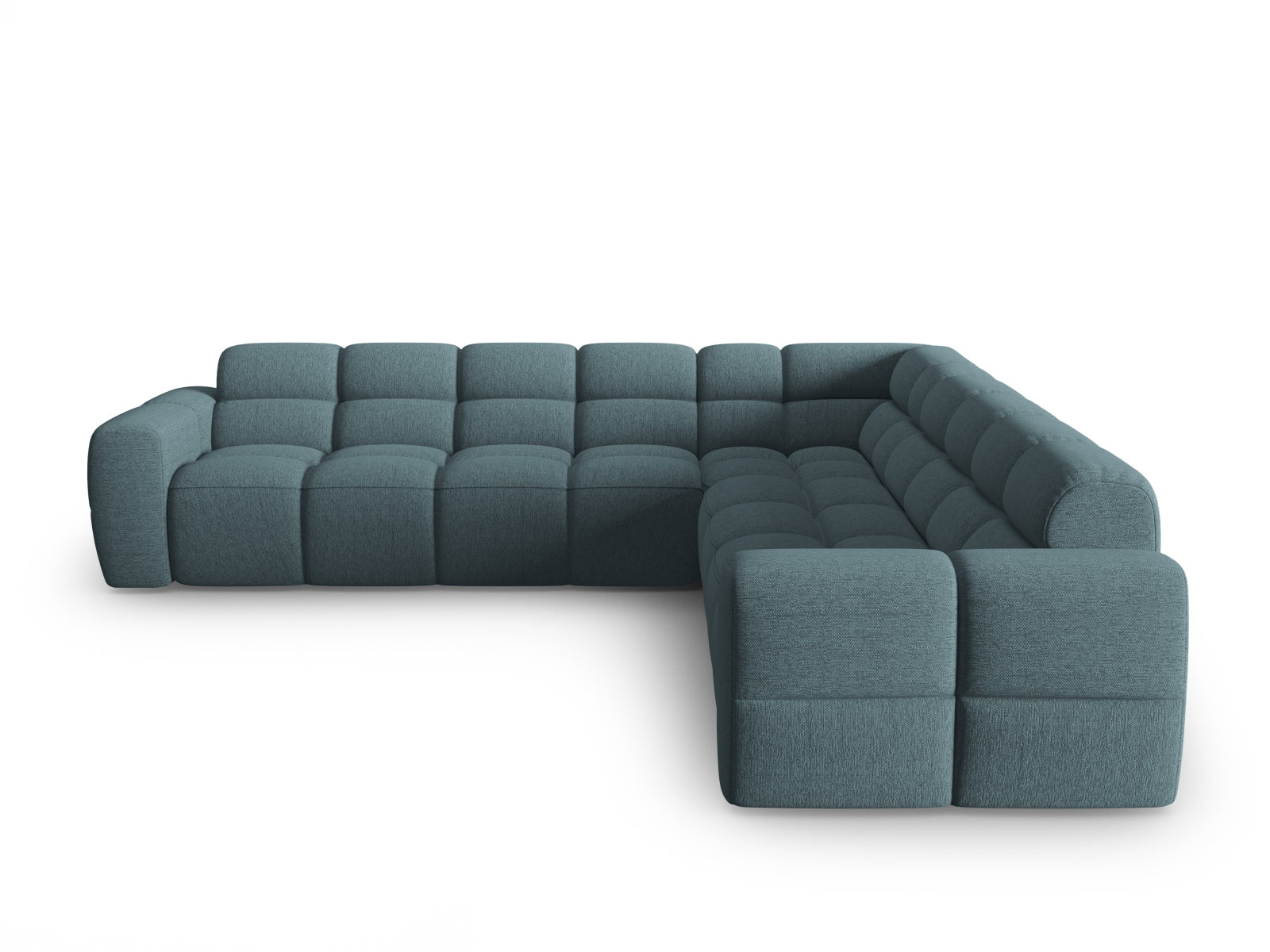 Erleben Sie das stilvolle Lisa Symmetrical Ecksofa von Micadoni. Dieses 5-Sitzer Velours-Sofa vereint modernen Komfort mit eleganter Ästhetik.