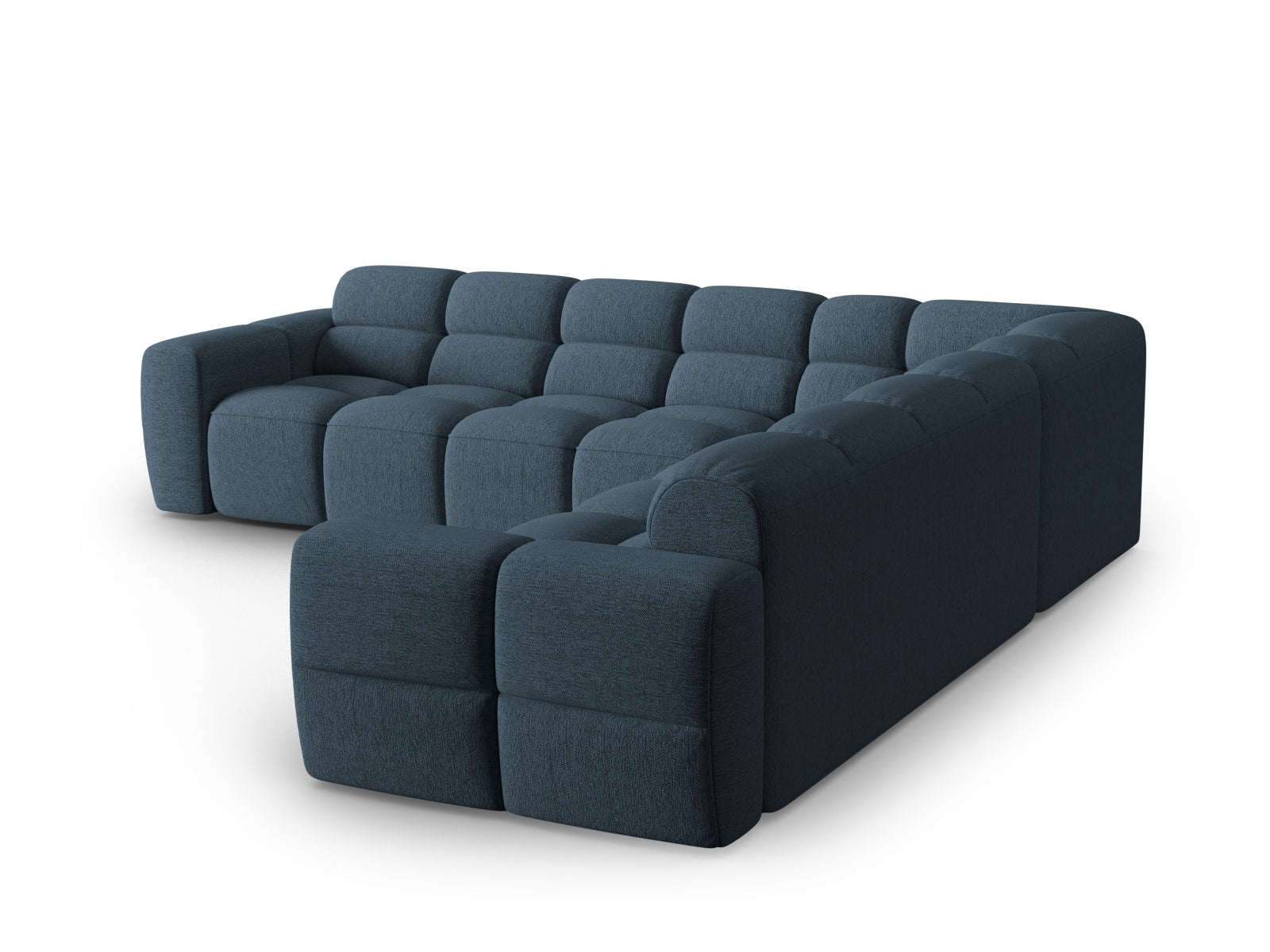 Erleben Sie das stilvolle Lisa Symmetrical Ecksofa von Micadoni. Dieses 5-Sitzer Velours-Sofa vereint Komfort und modernes Design für Ihr Zuhause.