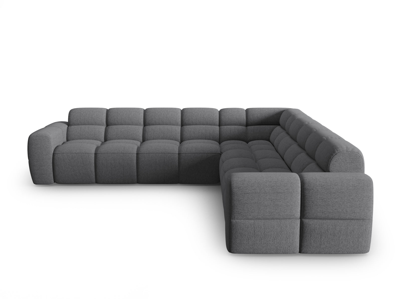 Erleben Sie das stilvolle Lisa Symmetrical Ecksofa von Micadoni. Dieses 5-Sitzer Velours-Sofa vereint Komfort und modernes Design für Ihr Zuhause.