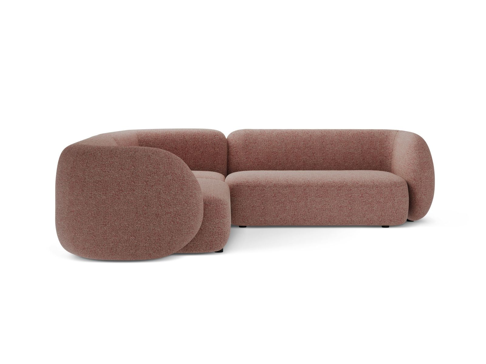 Stylisches 5-Sitzer Ecksofa Kate in Pink Melange, modular und symmetrisch, ideal für moderne Wohnräume, erhältlich bei KAQTU Design AG.