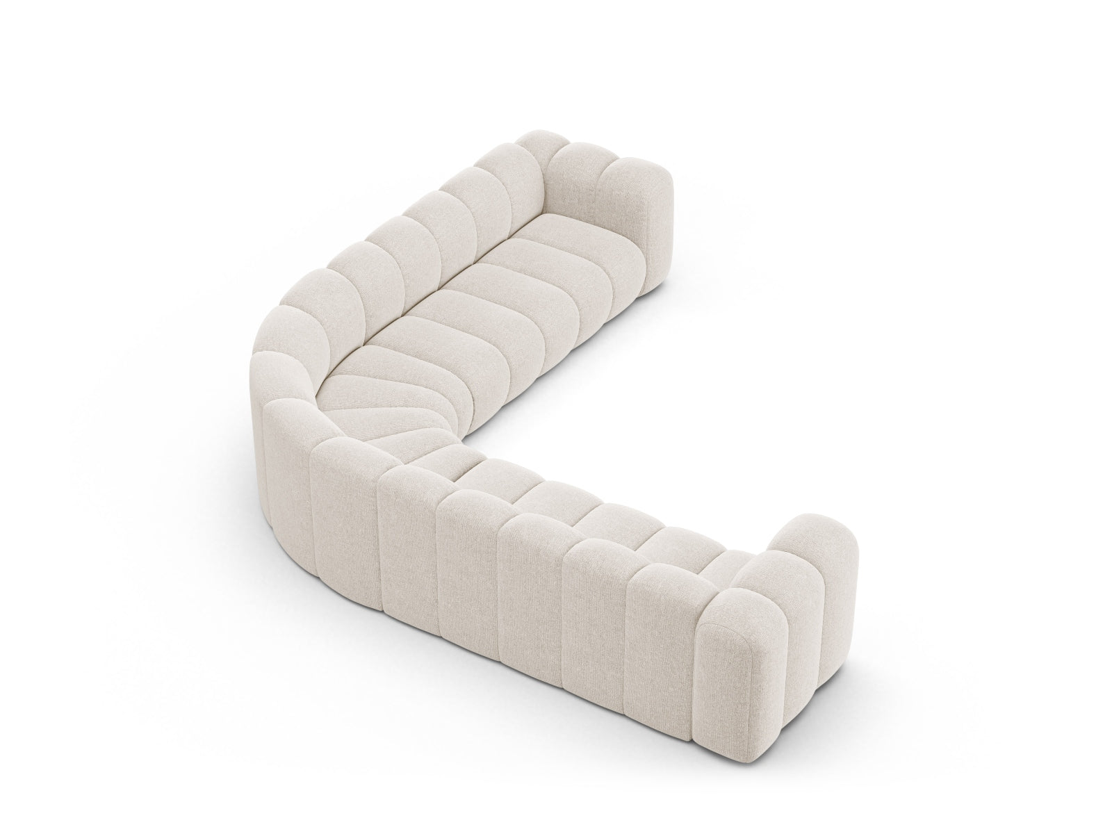 Modulares Ecksofa Lupine für 6 Personen in sanftem Beige, perfekt für moderne Wohnkonzepte und gemütliche Zusammenkünfte.